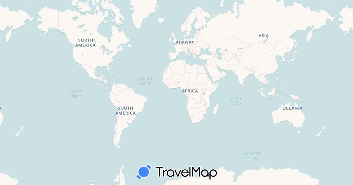 TravelMap itinerary: driving, plane, train in Australia, China, France, Indonesia, India, Cambodia, South Korea, Laos, Malaysia, Singapore, Thailand, Vietnam (Asia, Europe, Oceania)